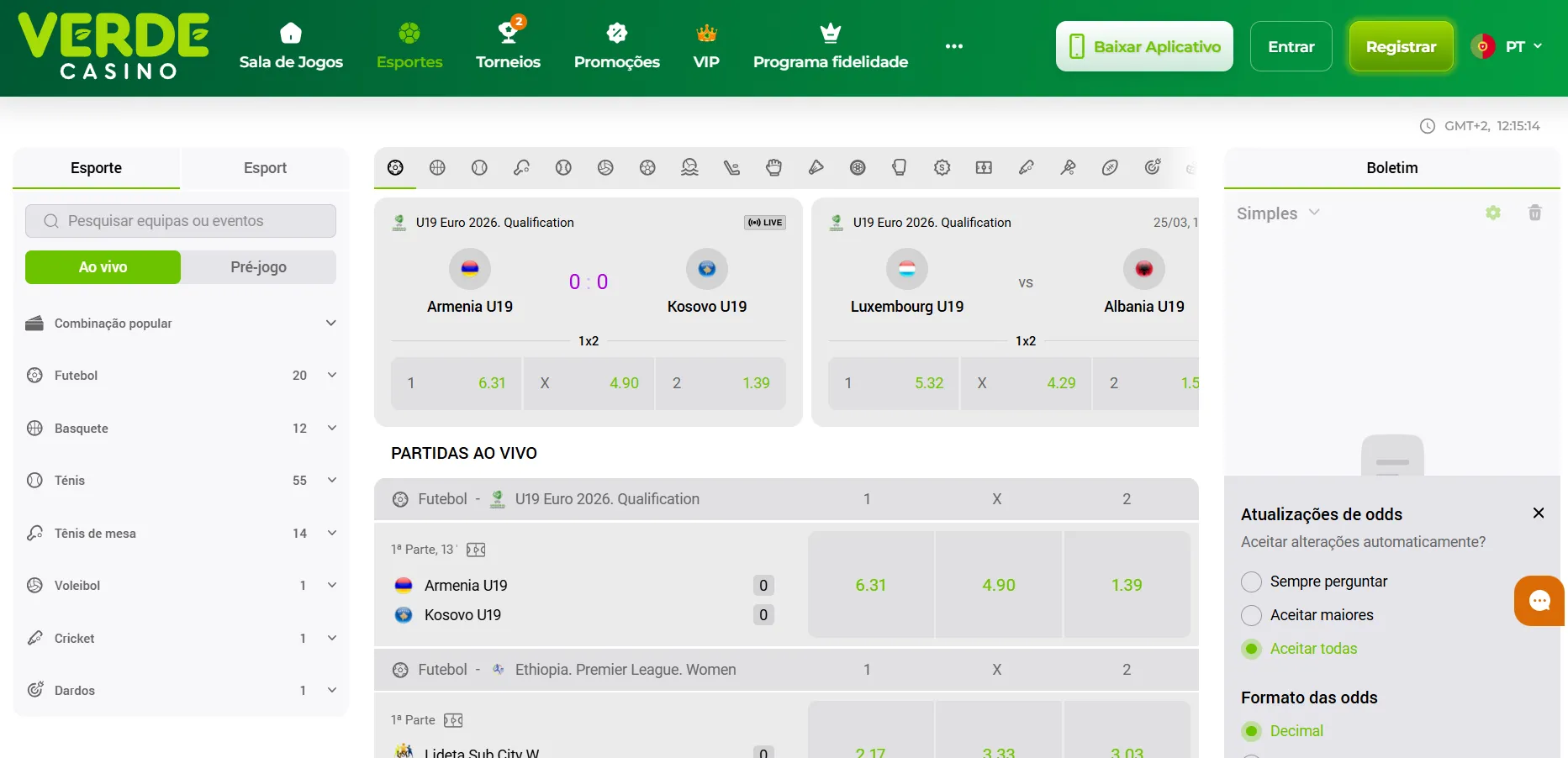 Revisão Verde Casino Portugal